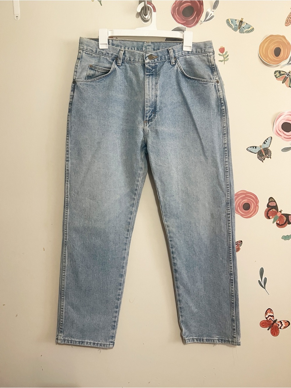 Vintage Wrangler Light Wash Slim Straight Leg Jeans 35” Waist